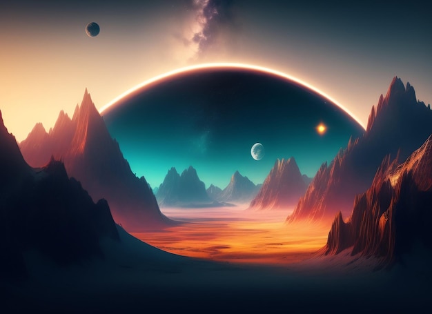 Un pianeta con un pianeta sullo sfondo