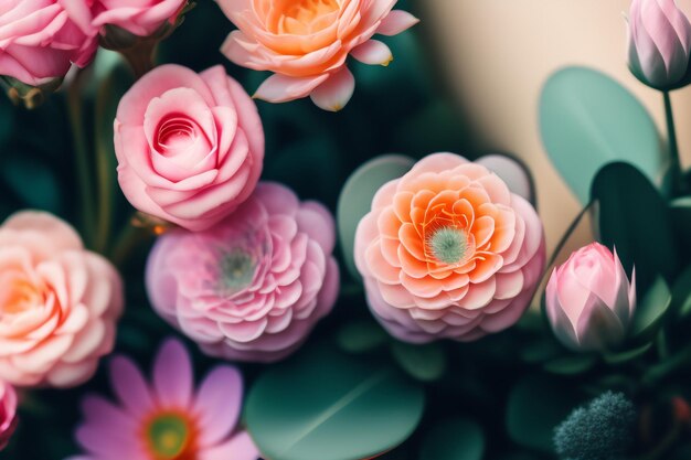 Un primo piano di una pianta con fiori rosa