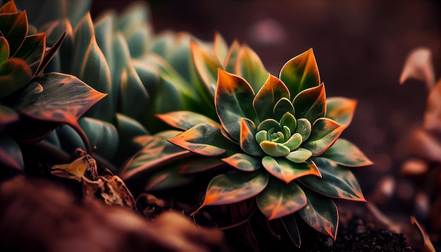 Un primo piano di una pianta con una foglia rossa e verde