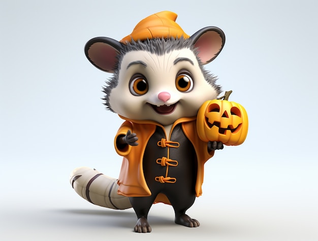 Un simpatico opossum che indossa un costume di Halloween.