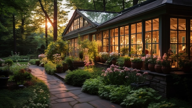 Una bella casa circondata da fiori