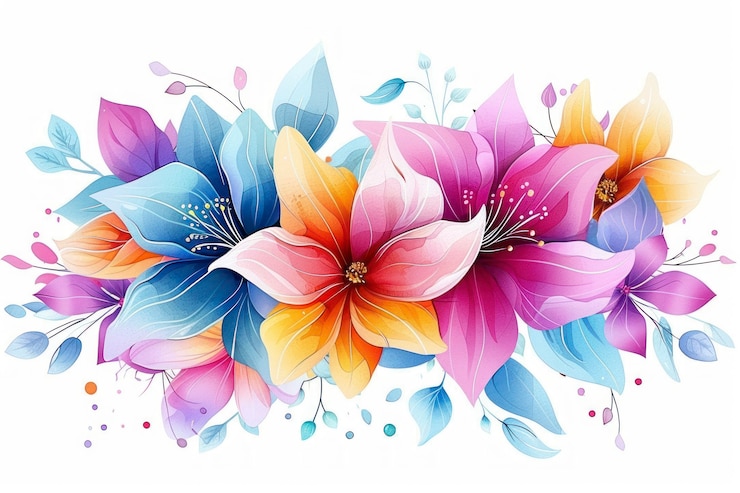 Foto gratuito una bella composizione floreale ad acquerello