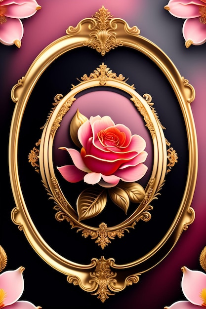 Una bella cornice con sopra una rosa.