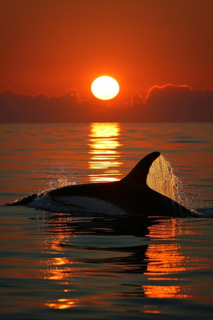 Una bellissima balena che attraversa l'oceano