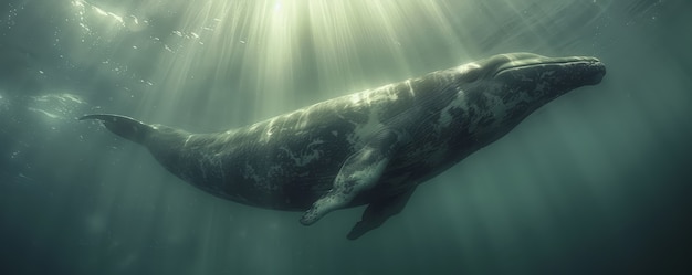 Una bellissima balena che attraversa l'oceano