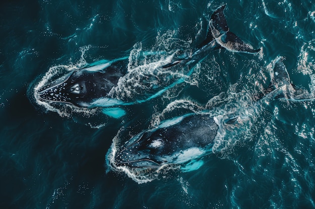 Una bellissima balena che attraversa l'oceano