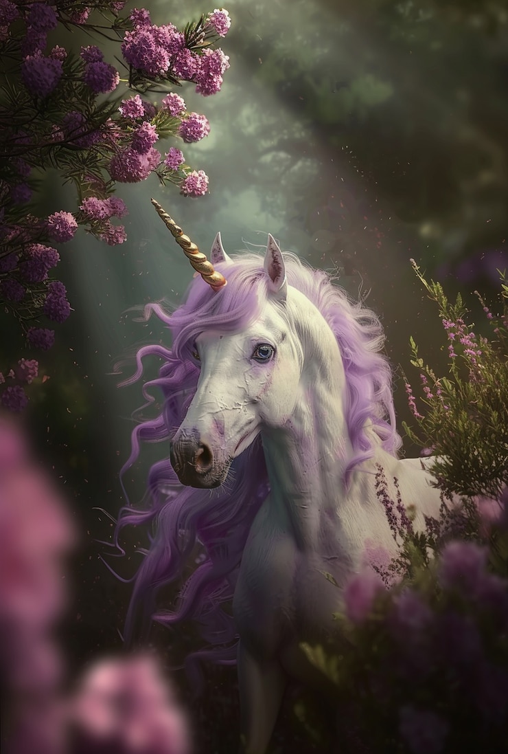 Foto gratuito una bellissima unicorno con i capelli luccicanti.