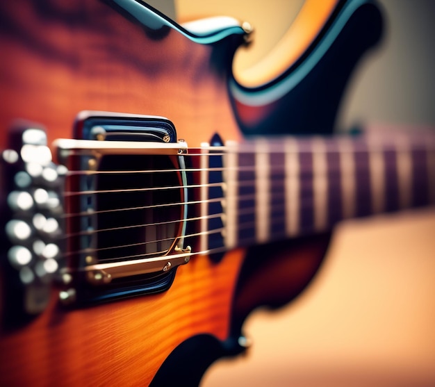 Una chitarra con la parola chitarra in alto