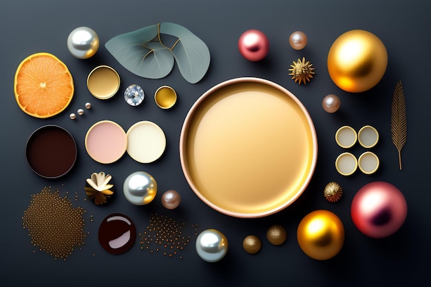 Una ciotola bordata d'oro con molti ornamenti e un piatto con un bordo d'oro.