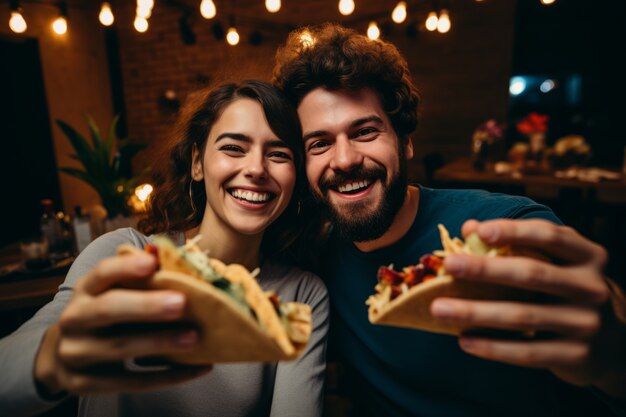 Una coppia con deliziosi tacos.