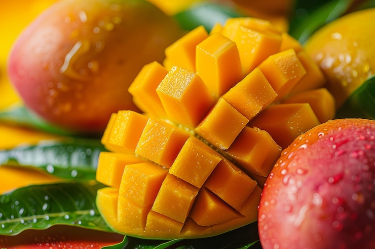 Foto gratuito una deliziosa natura morta di mango.