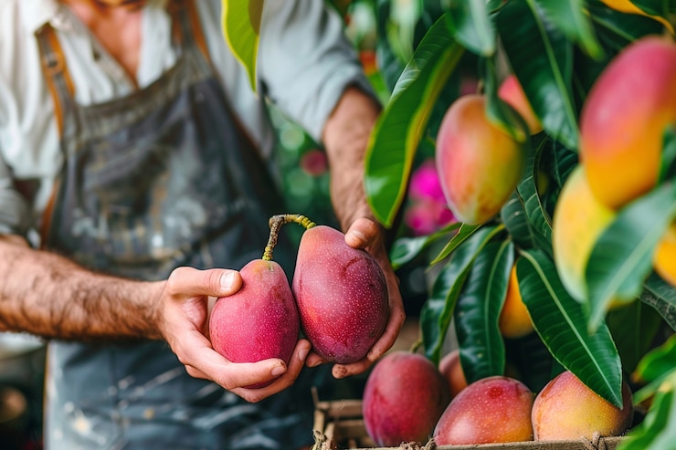 Foto gratuito una deliziosa natura morta di mango.