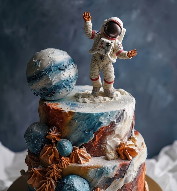 Una deliziosa torta di astronauti in 3D.