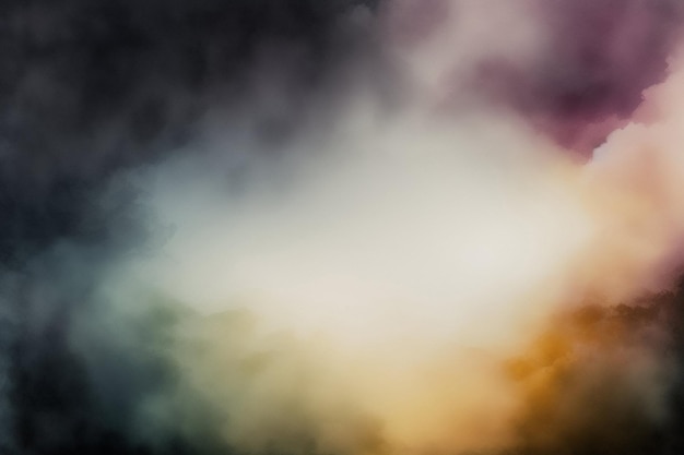 Una nuvola di fumo con uno sfondo giallo, rosso e blu.