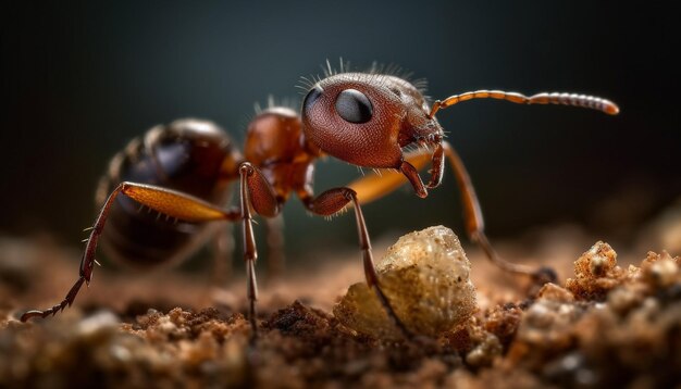 Una piccola colonia di formiche lavora insieme per il cibo generato dall'IA