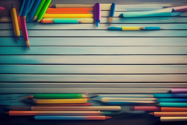 Una pila di matite colorate e una pila di libri con uno che dice "ti amo"