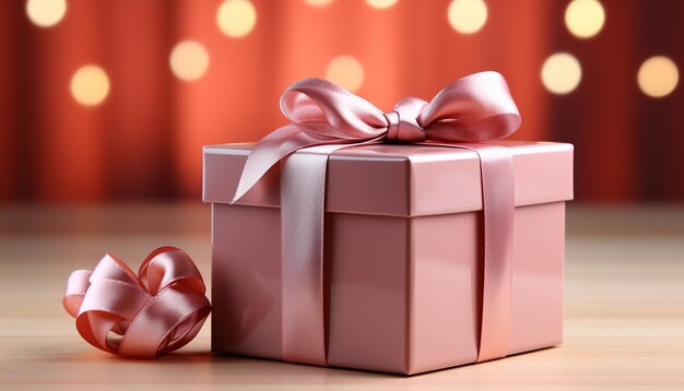 Una scatola regalo lucida avvolta in oro, un simbolo di amore generato dall'intelligenza artificiale.