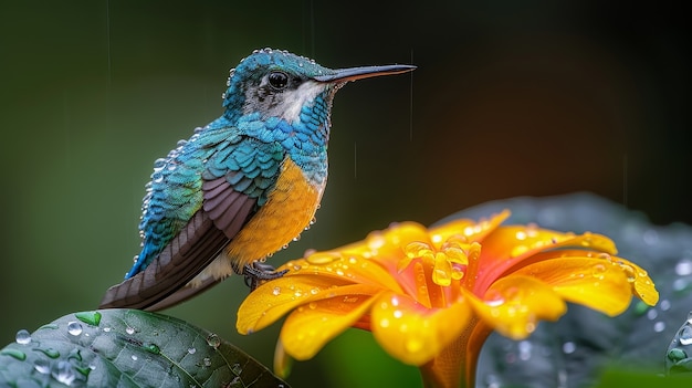 Una vista fotorealista del bellissimo colibrì nel suo habitat naturale