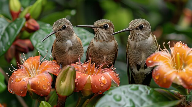 Una vista fotorealista del bellissimo colibrì nel suo habitat naturale