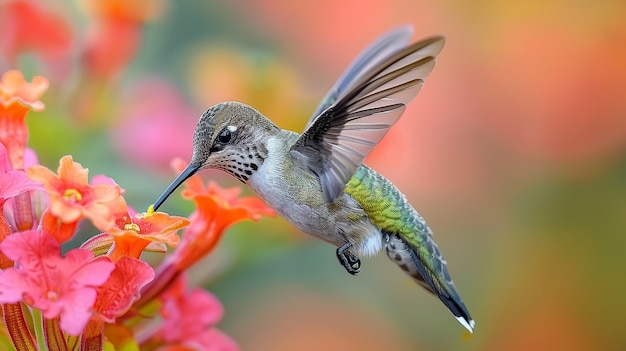 Una vista fotorealista del bellissimo colibrì nel suo habitat naturale