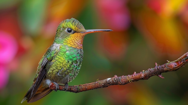 Una vista fotorealista del bellissimo colibrì nel suo habitat naturale