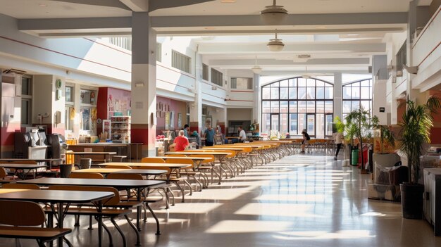 Una vivace mensa scolastica durante l'ora di pranzo