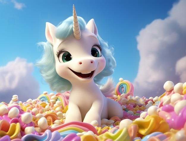 Unicorno animato in 3D per bambini