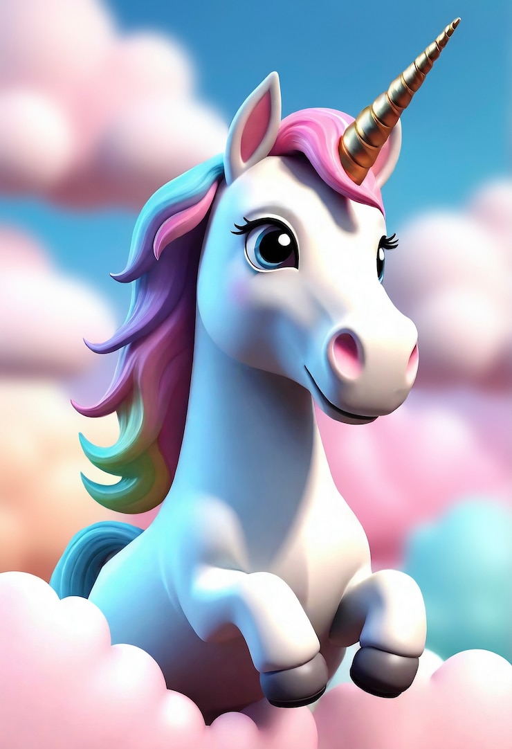 Foto gratuito unicorno carino in 3d