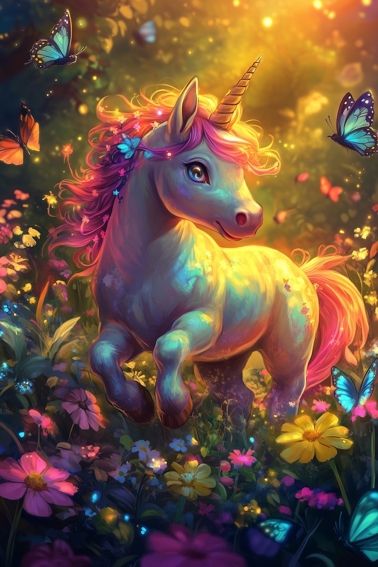 Foto gratuito unicorno fantasy con stile artistico digitale