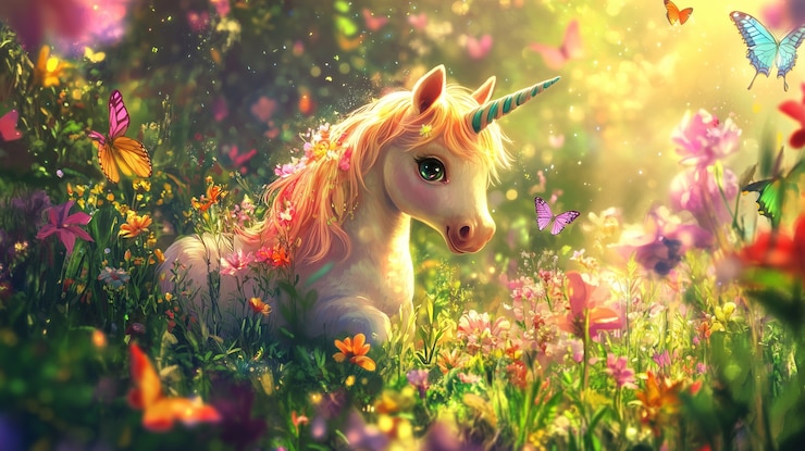 Foto gratuito unicorno fantasy con stile artistico digitale