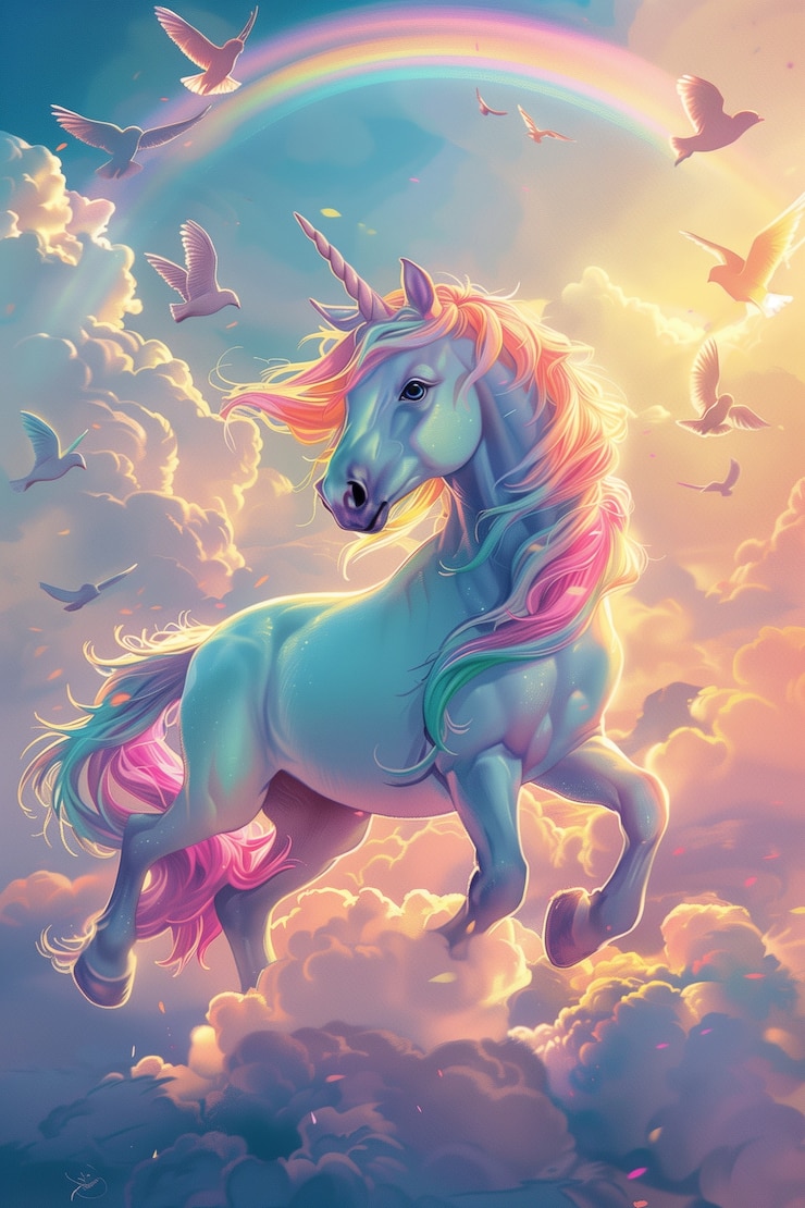 Foto gratuito unicorno fantasy con stile artistico digitale