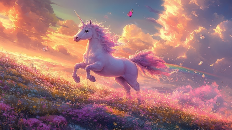 Foto gratuito unicorno fantasy con stile artistico digitale