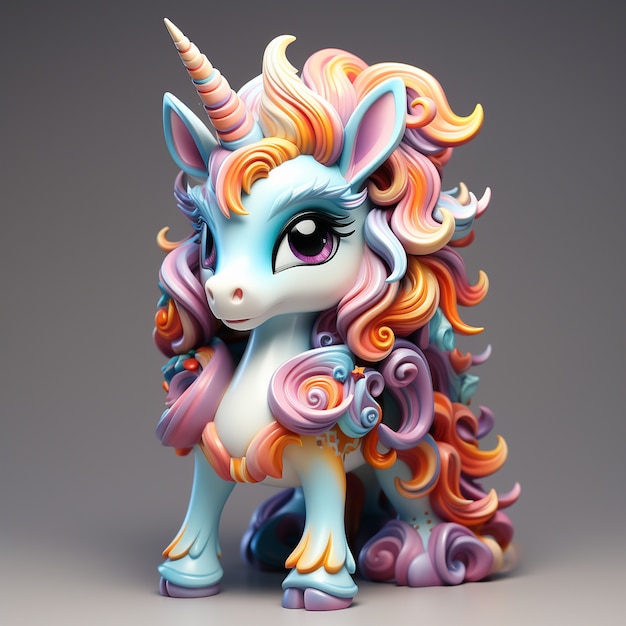 Unicorno mitico 3d colorato