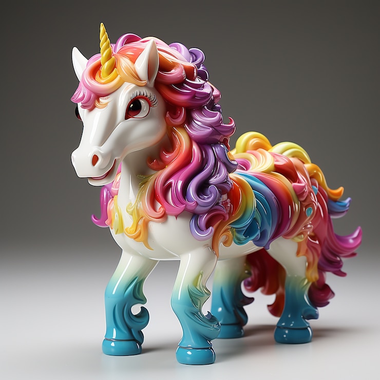 Foto gratuito unicorno mitico 3d colorato