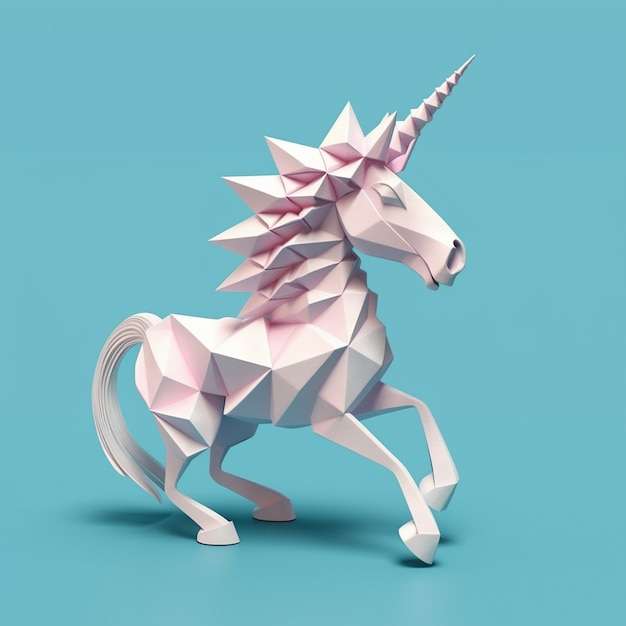 Unicorno mitico 3d con stile poli