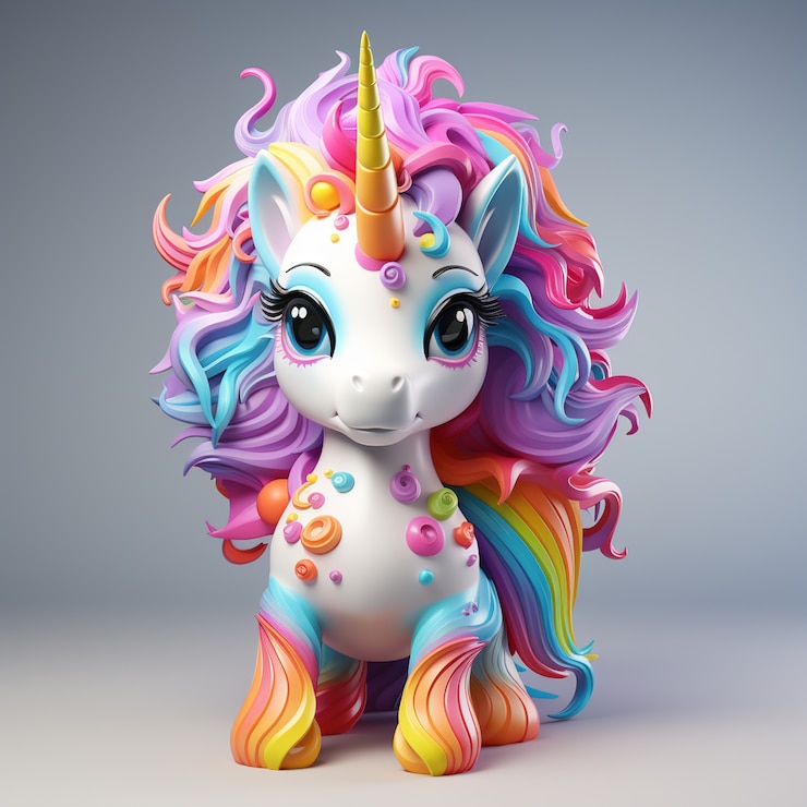 Foto gratuito unicorno mitico 3d per stile figurine per bambini