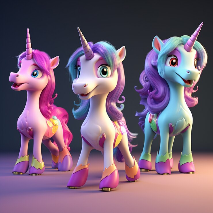 Foto gratuito unicorno mitico 3d per stile figurine per bambini