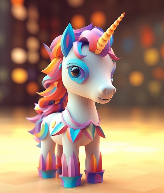 Unicorno mitico 3d per stile figurine per bambini