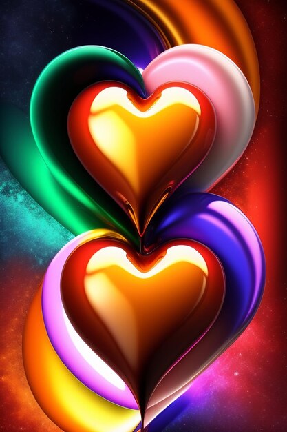 Uno sfondo colorato a forma di cuore con sopra la parola amore
