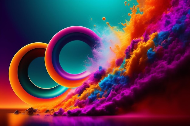 Uno sfondo colorato con un cerchio colorato e la parola "arcobaleno" su di esso.