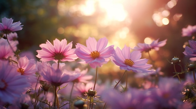 Uno sfondo naturale di un giardino di fiori