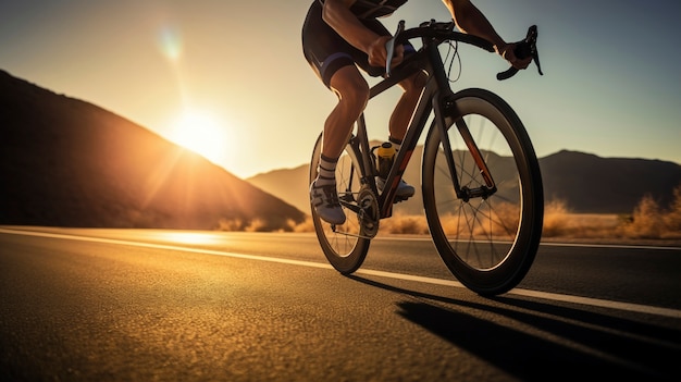 Uomo ad angolo basso in bicicletta all'aperto