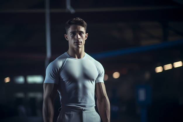 Uomo atletico che si mantiene in forma praticando la ginnastica