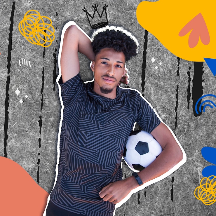 Foto gratuito uomo che fa sport con scarabocchi disegnati a mano