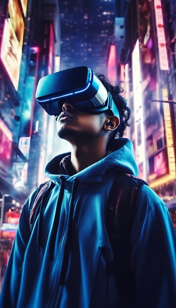 Uomo che indossa occhiali VR per i giochi