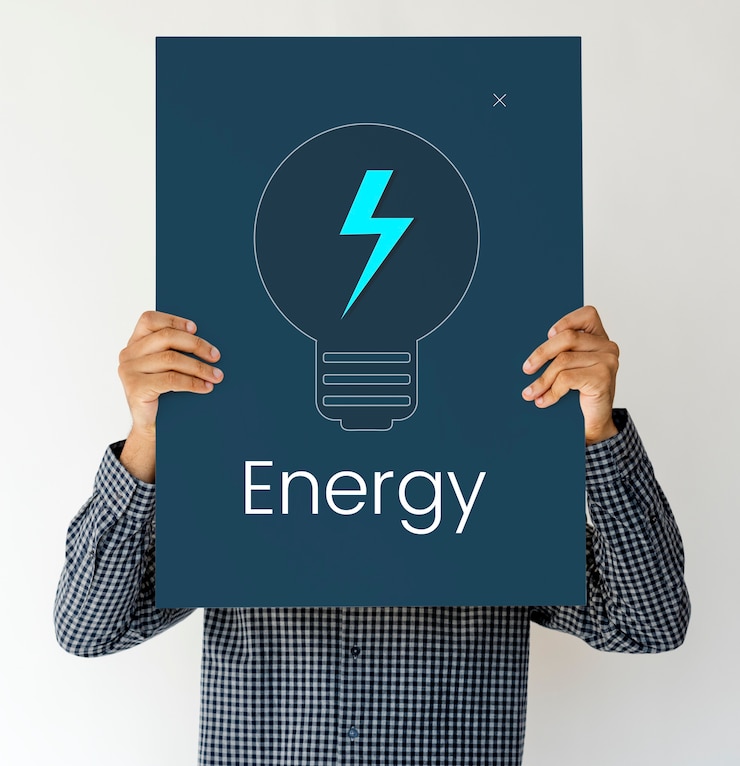 Foto gratuito uomo che tiene un bordo con il concetto di energia