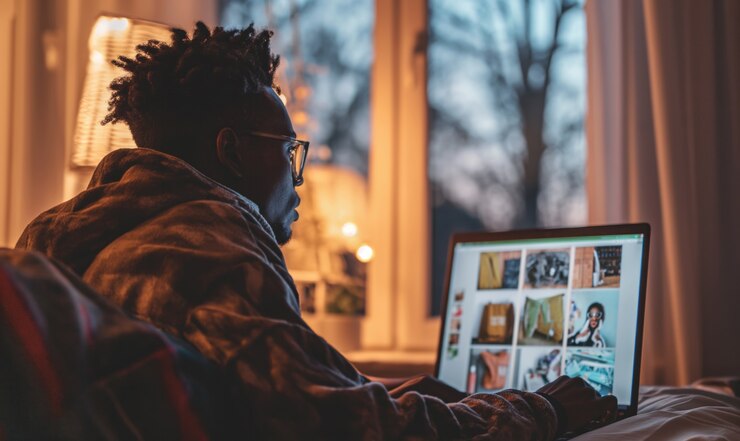 Foto gratuito uomo di taglio medio che vive come un nomade digitale