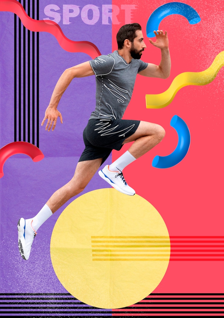 Foto gratuito uomo in forma colpo pieno che corre