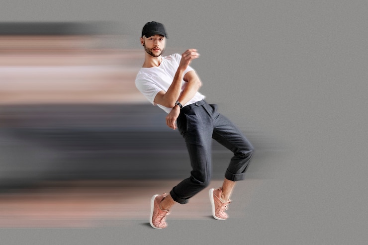 Foto gratuito uomo in stile movimento veloce