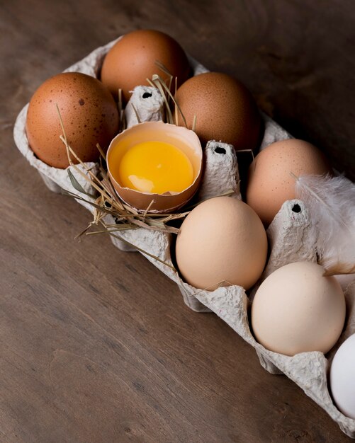 Uova di gallina fresche di primo piano
